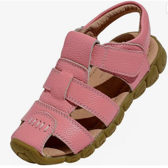 NIB DADAWEN Little Kids Leather Closed Toe Outdoor Sport Sandal Size 2 in Pink - Picture 1 of 7